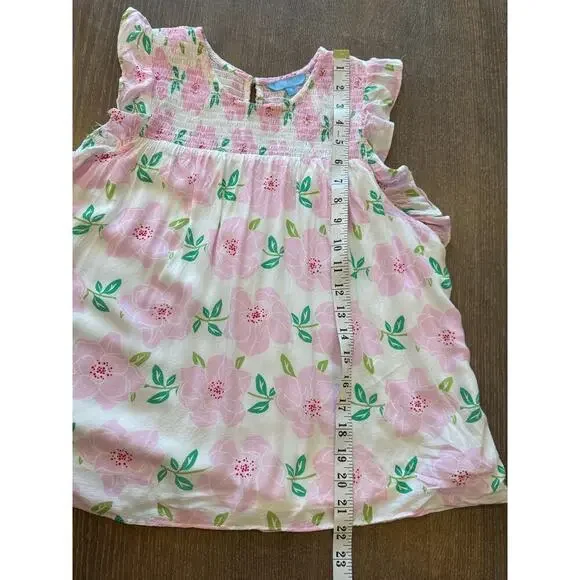 DRAPER JAMES Pink Floral Ruffle Sleeve Shirt Top Women size S Romantic Ruffles - Picture 7 of 8